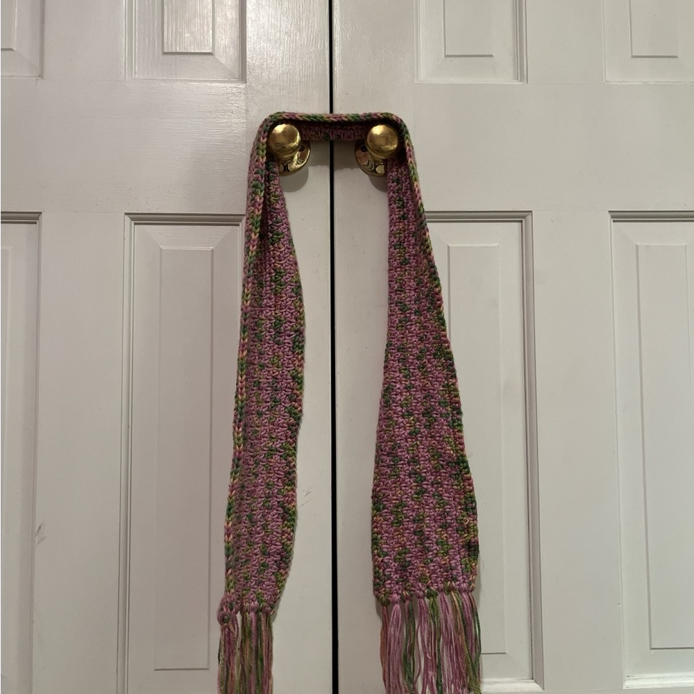 Elegant Pink and Green Woven Scarf